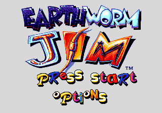 Earthworm Jim title screen for Sega Genesis